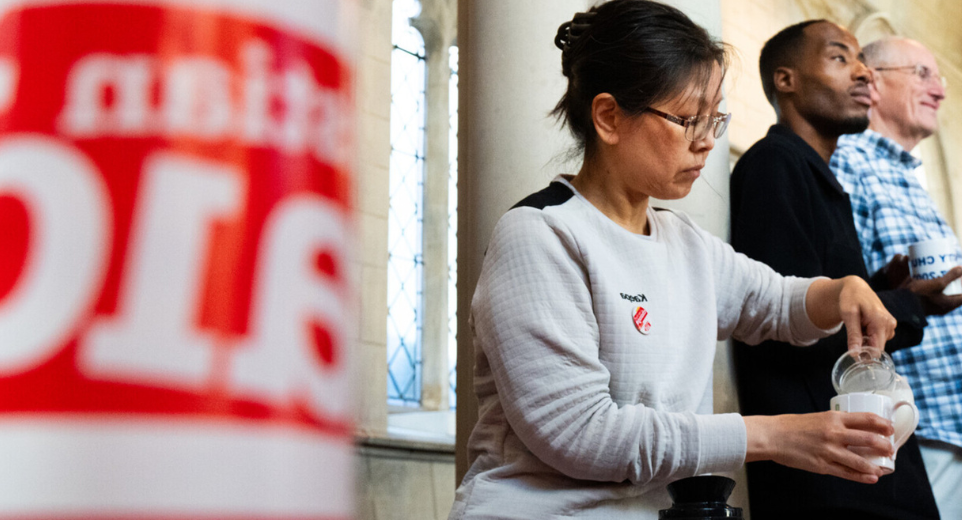 Christiaan aid volunteer cups of tea