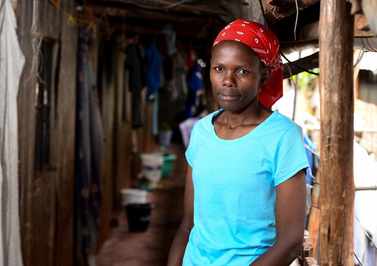 Belinda outside her home in Dagoretti, Nairobi, Kenya.