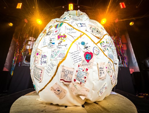 Christian Aid giant Restoration pot on stage at Greenbelt Festival 2025